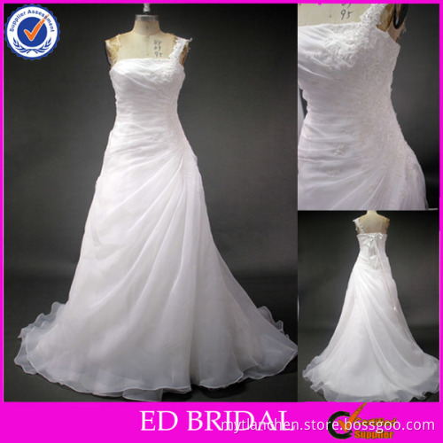 LN98 Customized Pearl Beaded One Shoulder Real Sample Grecian Style Wedding Dresses